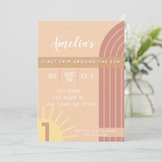 Eerste Reis Rond de Zon Uitnodiging (Staand voorkant)