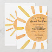 Eerste reis rond de zon uitnodiging 1e verjaardag (Voorkant / Achterkant)