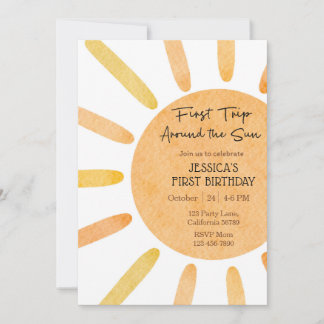 Eerste reis rond de zon uitnodiging 1e verjaardag