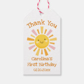 Eerste reis rond de zon verjaardag bedankt cadeaulabel (Voorkant)