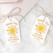 Eerste reis rond de zon verjaardag bedankt cadeaulabel