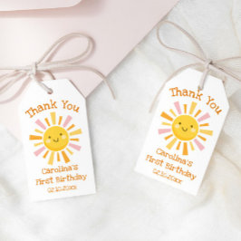 Eerste reis rond de zon verjaardag bedankt cadeaulabel