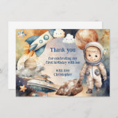 Eerste reis rond de zon Verjaardag Dank u kaart (Voorkant / Achterkant)