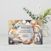 Eerste reis rond de zon Verjaardag Dank u kaart (Staand voorkant)