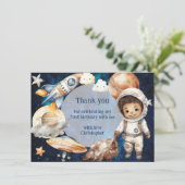 Eerste reis rond de zon Verjaardag Dank u kaart (Staand voorkant)