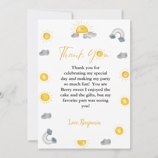 Eerste reis rond de zon verjaardag dank u kaart (Voorkant)