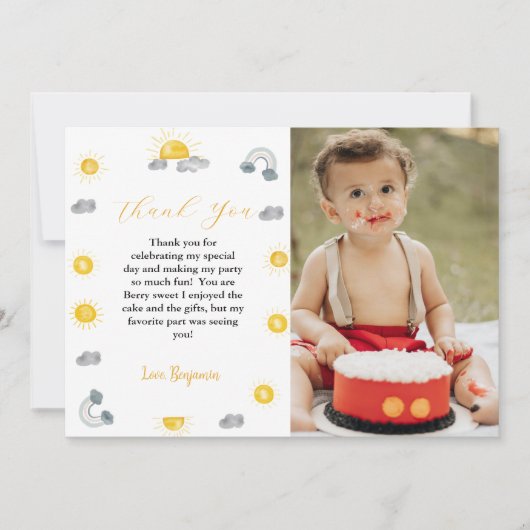 Eerste reis rond de zon verjaardag dank u kaart (Voorkant)