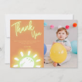 Eerste reis rond de zon verjaardag foto bedankkaart (Voorkant)