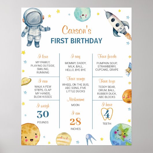 Eerste reis rond de zon verjaardag mijlpaal teken poster (Voorkant)