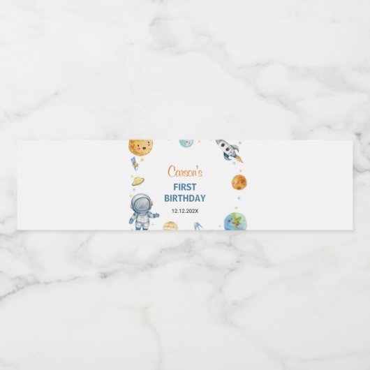 Eerste reis rond de zon verjaardag waterfles La Waterfles Etiket (Enkel label)