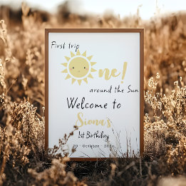 Eerste reis rond de zon verjaardags welkomstbord poster