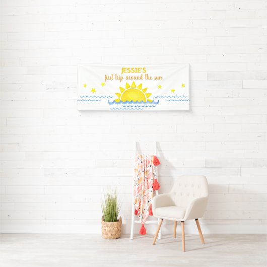 Eerste reis rond de zon verjaardagsbanner - Boho S Spandoek (Insitu)