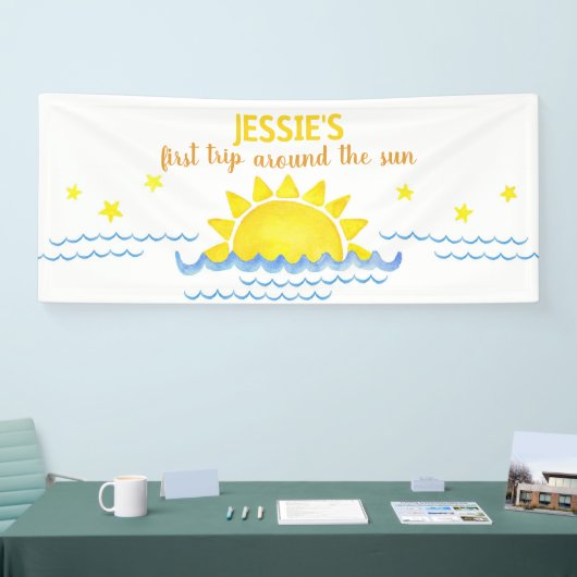 Eerste reis rond de zon verjaardagsbanner - Boho S Spandoek (Beurs)