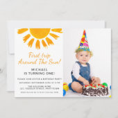 Eerste reis rond de zon verjaardagsfeestfoto kaart (Voorkant)