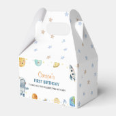 Eerste reis rond de zon verjaardagsfeestgunst box bedankdoosjes (Achterkant)