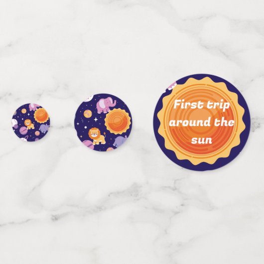 Eerste reis rond de zon verjaardagsfeestje decor confetti (Achterkanten)