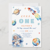 Eerste reis rond de zon verjaardagsfeestje kaart (Voorkant)