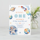 Eerste reis rond de zon verjaardagsfeestje kaart (Staand voorkant)