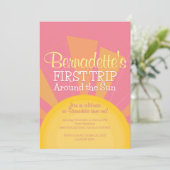 Eerste reis rond de zon verjaardagsfeestje Schatti Kaart (Staand voorkant)