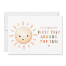 Eerste reis rond de zon verjaardagskaart afdrukbaa