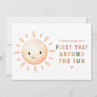 Eerste reis rond de zon verjaardagskaart afdrukbaa kaart