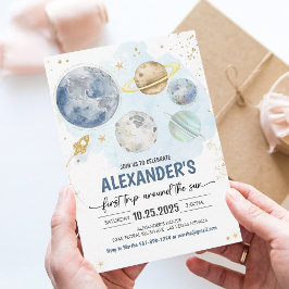 Eerste reis rond de zon Verjaardagsuitnodiging in  Kaart