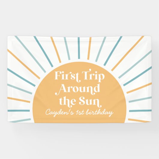Eerste reis rond de zon Zonne 1e verjaardag Spandoek (Horizontaal)