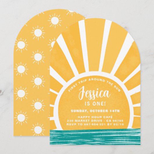 Eerste reis rond de zon - Zonneschijn 1e verjaarda Kaart (Voorkant / Achterkant)