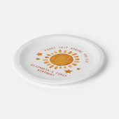 Eerste reis rond de zon - zonneschijn 1e verjaarda papieren bordje (Gekanteld)