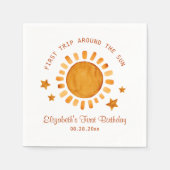 Eerste reis rond de zon - zonneschijn 1e verjaarda servet (Voorkant)