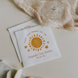 Eerste reis rond de zon - zonneschijn 1e verjaarda servet