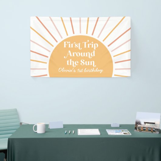 Eerste reis rond de zon Zonneschijn 1e verjaardag Spandoek (Beurs)