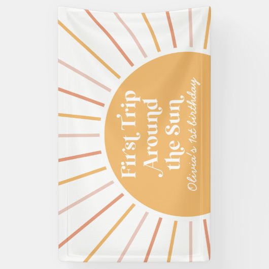 Eerste reis rond de zon Zonneschijn 1e verjaardag Spandoek (Verticaal)