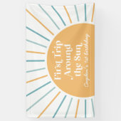 Eerste reis rond de zon Zonneschijn 1e verjaardag Spandoek (Verticaal)