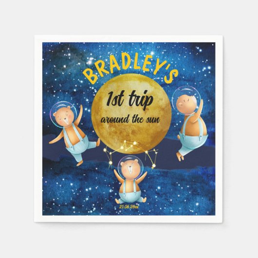 Eerste reis rond de zondag, aangepaste servetten (Voorkant)