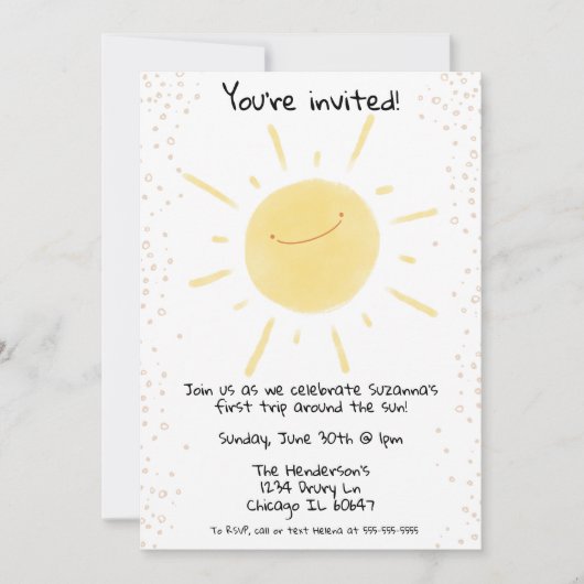 Eerste reis rond de zondag Happy Yellow Birthday Kaart (Voorkant)