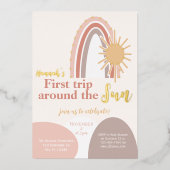 Eerste reis rond de zondag van Boho Folie Uitnodiging (Voorkant)