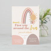 Eerste reis rond de zondag van Boho Folie Uitnodiging (Staand Voorkant)