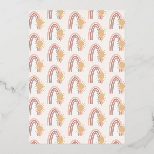 Eerste reis rond de zondag van Boho Folie Uitnodiging (Achterkant)