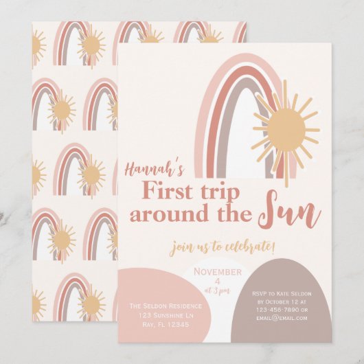 Eerste reis rond de zondag van Boho Kaart (Voorkant / Achterkant)