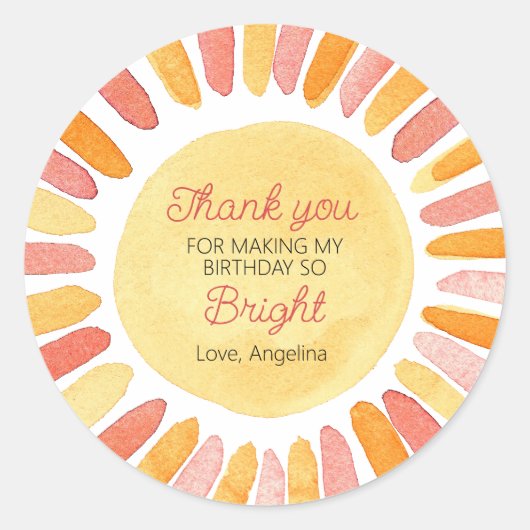 Eerste reis rond de Zonnedag Partij Dank u Ronde Sticker (Voorkant)