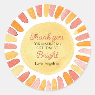 Eerste reis rond de Zonnedag Partij Dank u Ronde Sticker