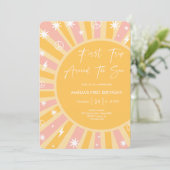 Eerste reis rond de zonneregenboog 1e verjaardag kaart (Staand voorkant)