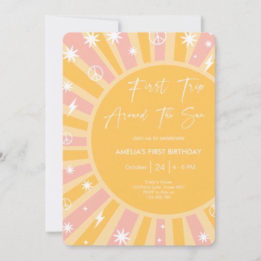 Eerste reis rond de zonneregenboog 1e verjaardag kaart (Voorkant)