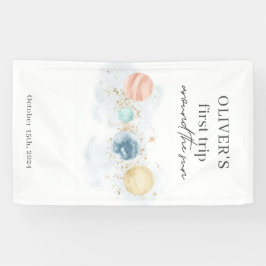 Eerste reis rond de zonneruimte, 1e verjaardag spandoek