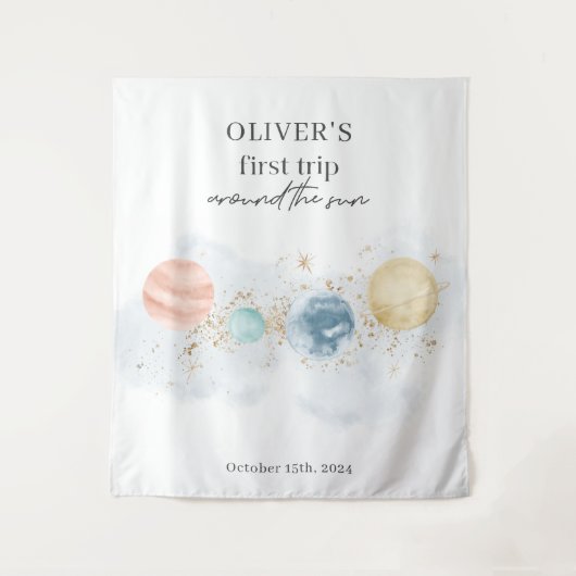 Eerste reis rond de zonneruimte, 1e verjaardag wandkleed (Voorkant)