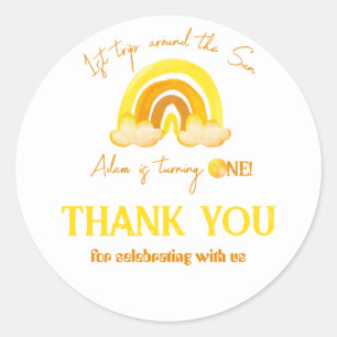Eerste reis rond de zonregenboogdag ronde sticker
