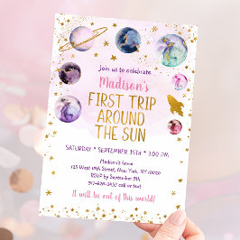 Eerste reis rond de zonroze ruimte van de geboorte kaart