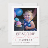 Eerste reis rond de zonroze ruimteschuiker Birthda Kaart (Achterkant)