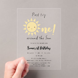 Eerste reis rond de zonsopgang 1e verjaardag acryl uitnodigingen